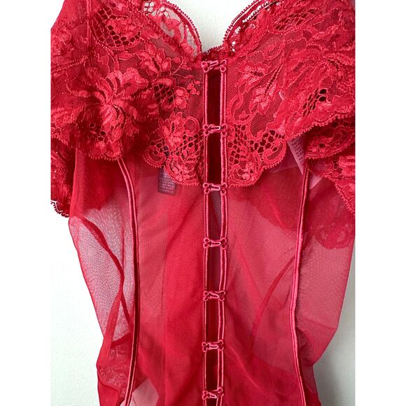 $446 La Perla Red Lace Bodysuit One Piece Womens Size Small Lingerie New - Picture 2 of 10